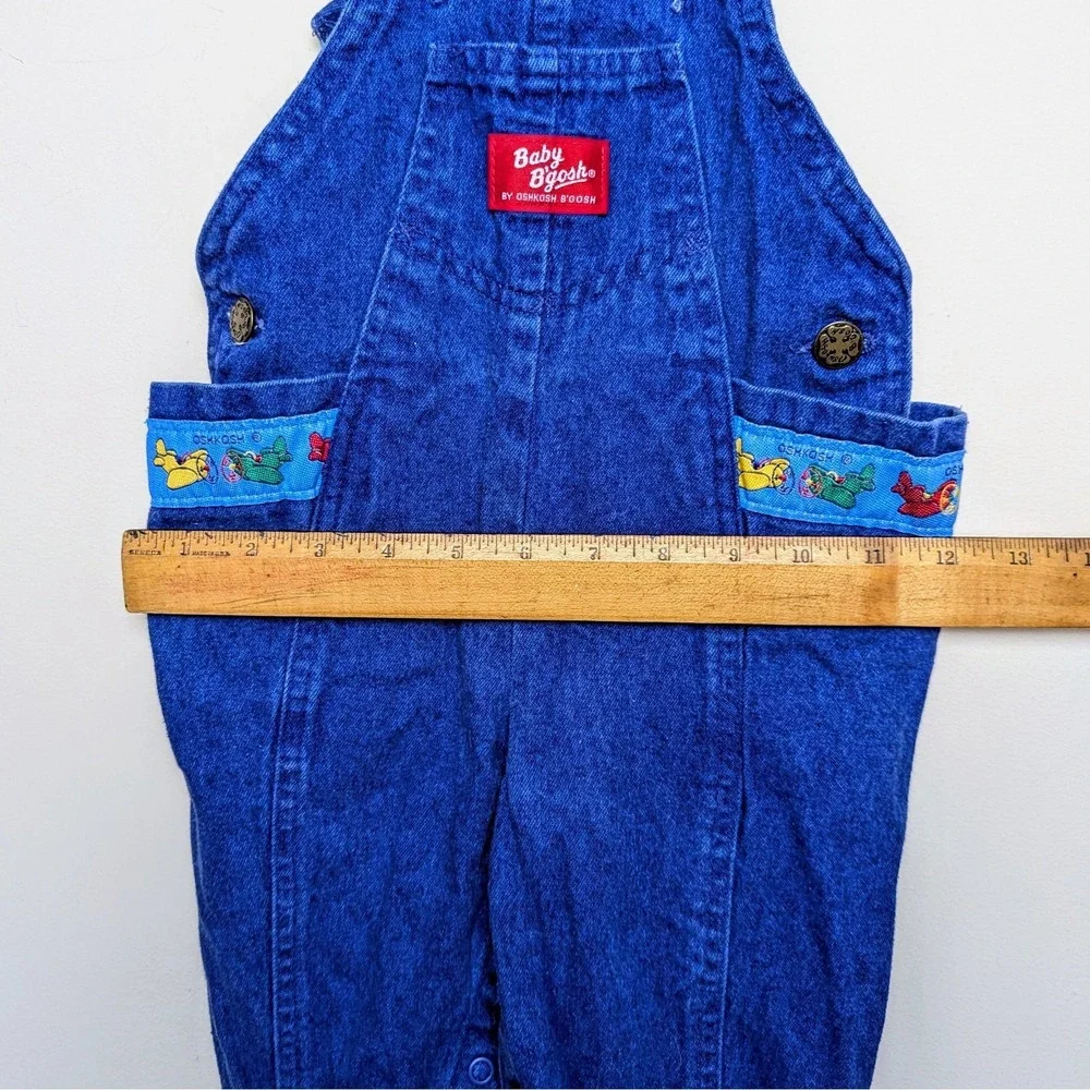 Vintage Oshkosh Bgosh Overalls Denim Osh Kosh Airplane Bubble 80s Size 12 Months